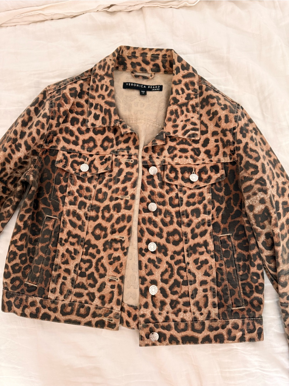 Veronica Beard Kids' Leopard Print Jean Jacket - Brown & Black